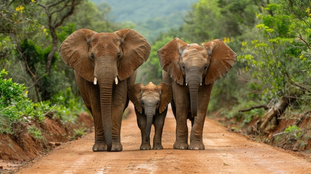 Fotorealistische scène van wilde olifanten