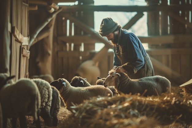Fotorealistische schapenboerderij