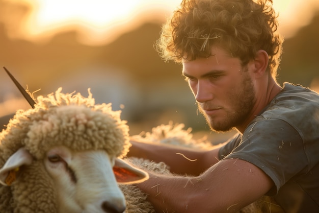 Gratis foto fotorealistische schapenboerderij