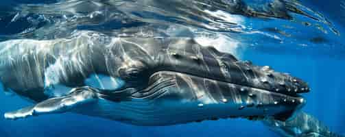 Gratis foto fotorealistische walvis die de oceaan oversteekt