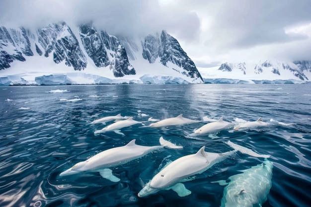 Gratis foto fotorealistische walvis die de oceaan oversteekt