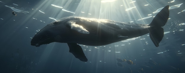 Gratis foto fotorealistische walvis die de oceaan oversteekt