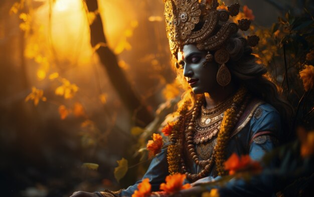 Fotorealistische weergave van de godheid Krishna