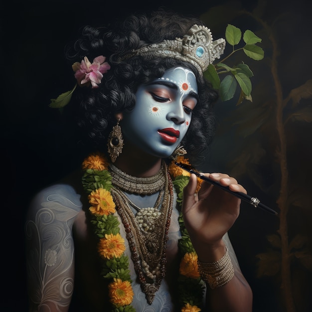 Gratis foto fotorealistische weergave van de godheid krishna