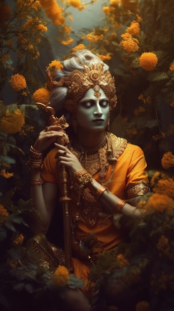 Gratis foto fotorealistische weergave van de godheid krishna