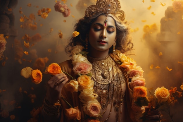 Gratis foto fotorealistische weergave van de godheid krishna