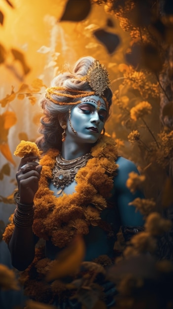 Gratis foto fotorealistische weergave van de godheid krishna