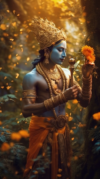 Fotorealistische weergave van de godheid Krishna