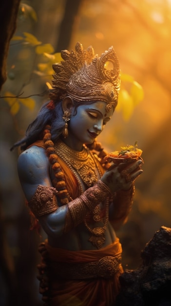 Gratis foto fotorealistische weergave van de godheid krishna