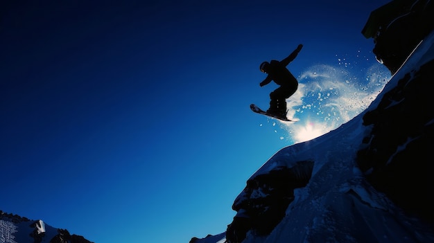 Fotorealistische winterse scène met mensen die snowboarden