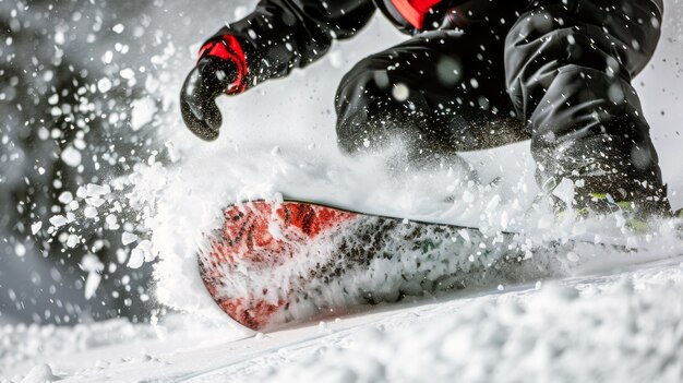 Fotorealistische winterse scène met mensen die snowboarden