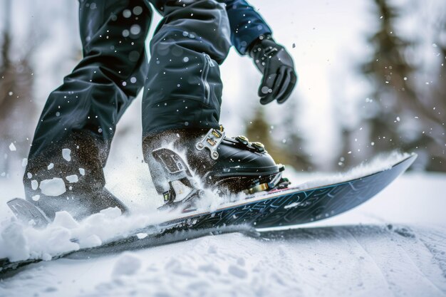 Fotorealistische winterse scène met mensen die snowboarden