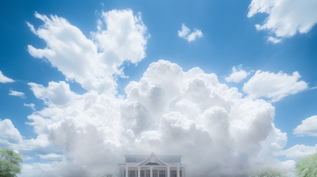 Fotorealistische wolken en gebouwen