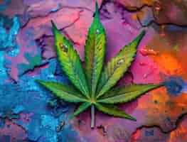 Gratis foto fresh and vibrant green marijuana leaves on varied background