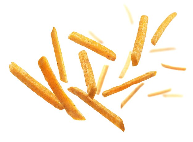 Fries zweven op een witte achtergrond