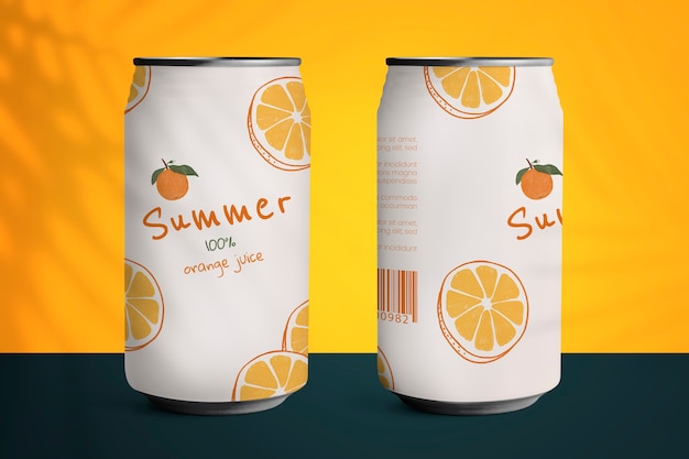 Frisdrankblikjes met zomers tropisch citruspatroon