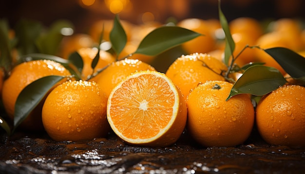 Frisheid en levendigheid van de natuur, sappige rijpe biologische citrusvruchten gegenereerd door kunstmatige intelligentie