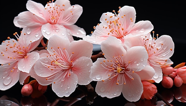 Frisheid en schoonheid in de natuur bloeien met levendig gekleurde bloemen gegenereerd door kunstmatige intelligentie