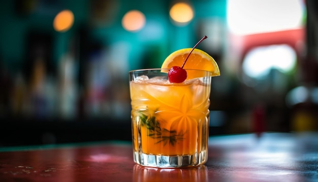 Gratis foto frisse cocktail met citrusvruchten en muntblad gegenereerd door ai