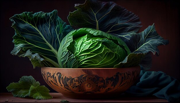 Frisse vegetarische slakom met biologische boerenkool gegenereerd door ai