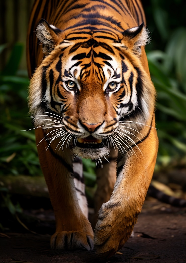 Gratis Foto frontbeeld van een wilde tijger in de natuur