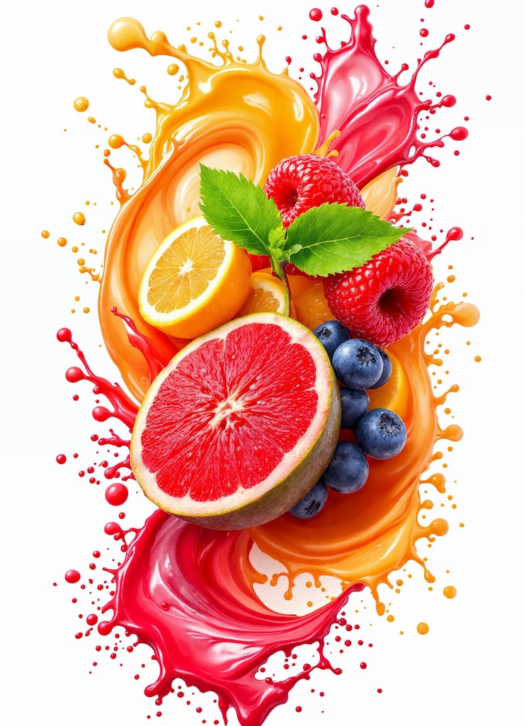Gratis Foto fruit splash illustratie met sap