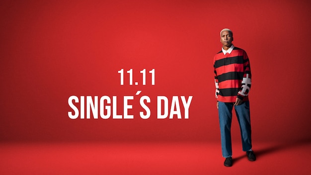 Full shot jongeman single's day banner