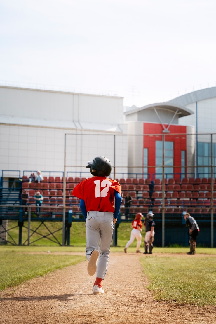 Gratis Foto full shot kinderen die kickball spelen op het veld