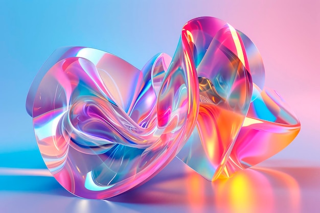 Gratis foto futuristisch en holografisch driedimensionaal abstract object met levendige en levendige kleuren