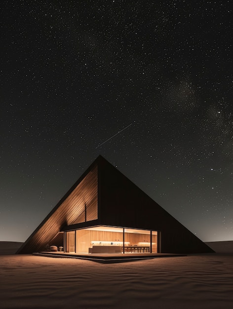 Gratis foto futuristisch gebouw naadloos in het woestijnlandschap.