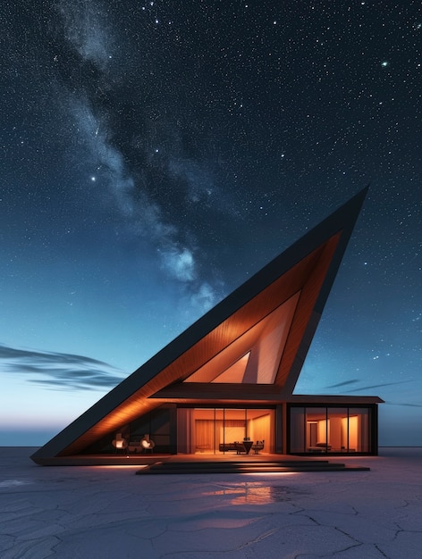 Futuristisch gebouw naadloos in het woestijnlandschap.