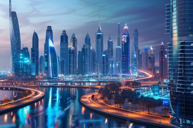 Futuristisch landschap van Dubai