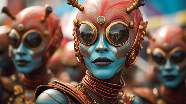 Gratis Foto futuristisch personage op carnavalsportret
