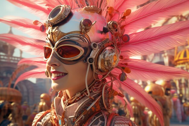 Futuristisch personage op carnavalsportret