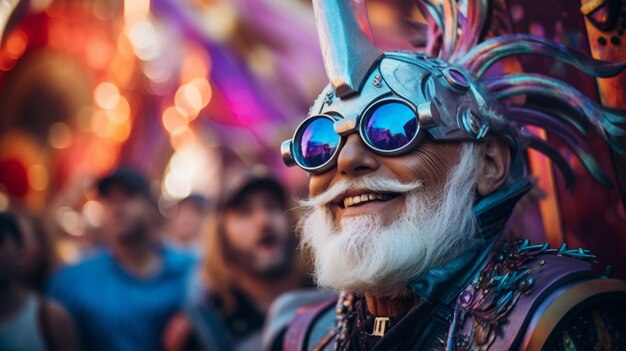 Gratis foto futuristisch personage op carnavalsportret