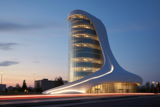 Gratis foto futuristische architectuur van bedrijfsgebouwen