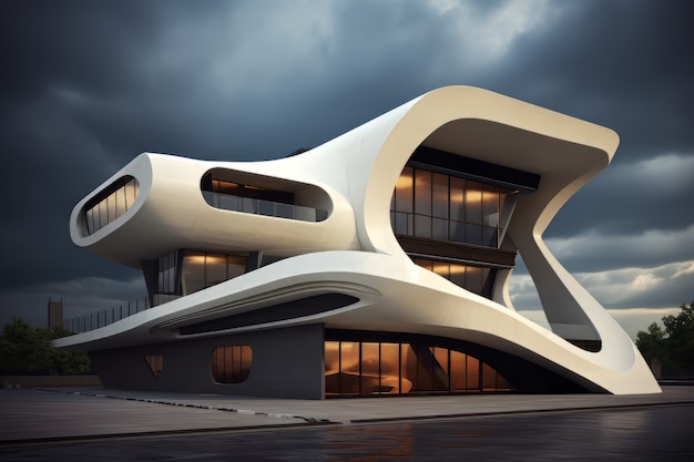 Futuristische architectuur van bedrijfsgebouwen