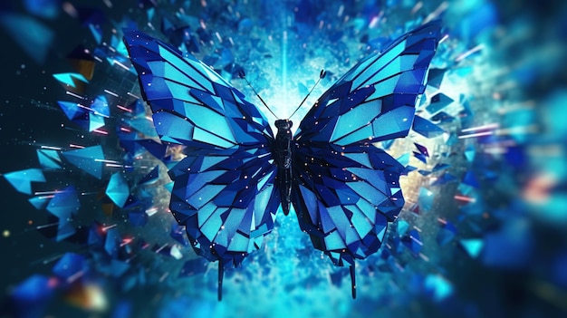 Gratis foto futuristische blauwe laag poly vlinder