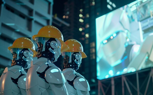 Futuristische scène met hightech robot gebruikt in de bouwindustrie