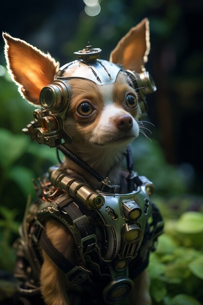 Futuristische stijl hond in de natuur