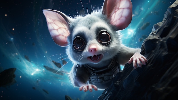 Gratis foto futuristische stijl possum vliegen