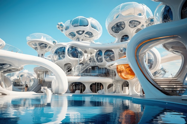 Futuristische weergave van een waterpark