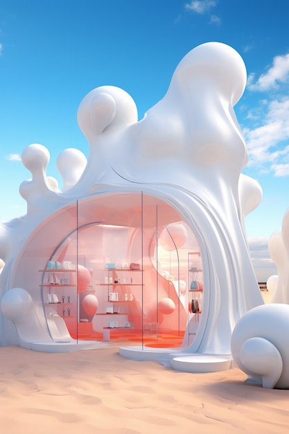 Futuristische winkel met abstract concept en architectuur