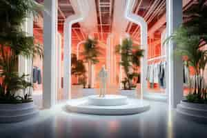 Gratis foto futuristische winkel met abstract concept en architectuur