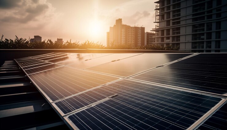 Gratis Foto futuristische zonne-energiecentrale genereert schone elektriciteit opgewekt door ai