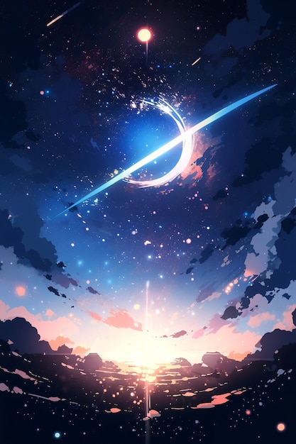 Gratis foto galactische achtergrond in anime-stijl