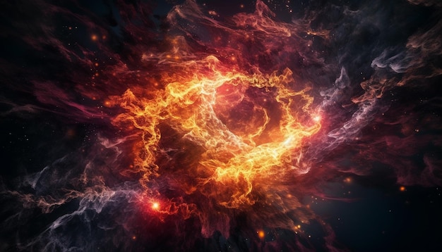 Gratis foto galactische inferno een levendige veelkleurige explosie van brandende technologie gegenereerd door ai