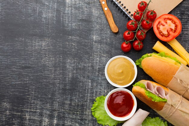 Gastronomische broodjes met kopie ruimte