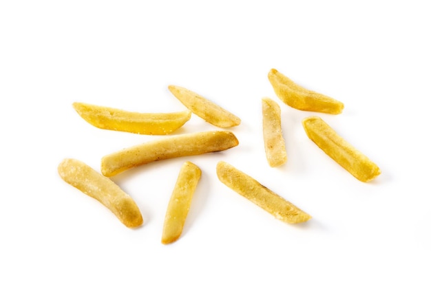 Gebakken aardappelen frietjes geïsoleerd op witte achtergrond