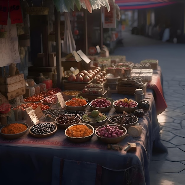 Gedroogd fruit en groenten te koop op de bazaar in India